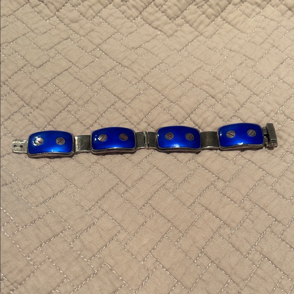 Gucci Vintage Blue Enamel Hinged Bracelet